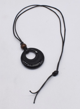 法国CapinKofin新中式复古琉璃黑曜石颈链几何平安扣吊坠项链黑