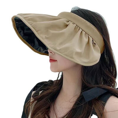 黑胶贝壳帽大檐遮脸防晒帽女夏季新款太阳帽韩版百搭防紫外线