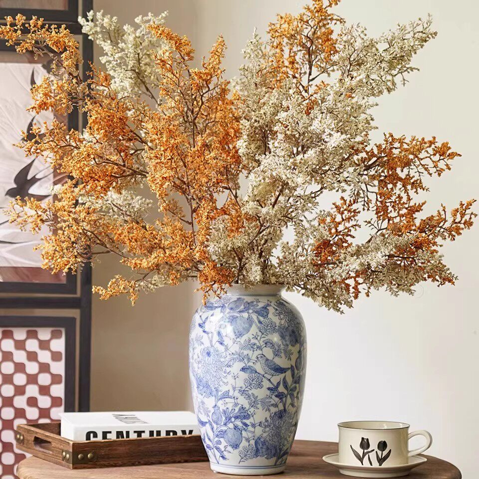 雾凇仿真绿植假花花束摆件侘寂风陶瓷花瓶客厅插花干花花艺装饰花 - 图2