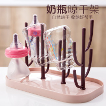 Baby bottle drying rack drain easy and dry dust-proof airing baby bottle shelf drying water cup shelving bracket