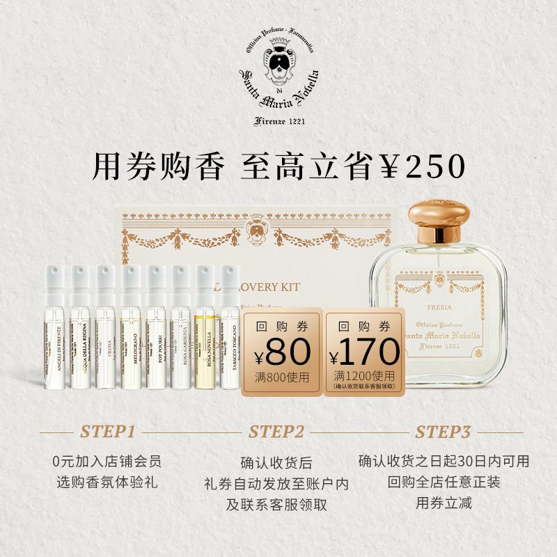 【官方正品】SMN1221佛罗伦萨系列试香礼盒2ml*8香水小样,淘宝优惠券,粉丝福利购,淘宝优惠卷
