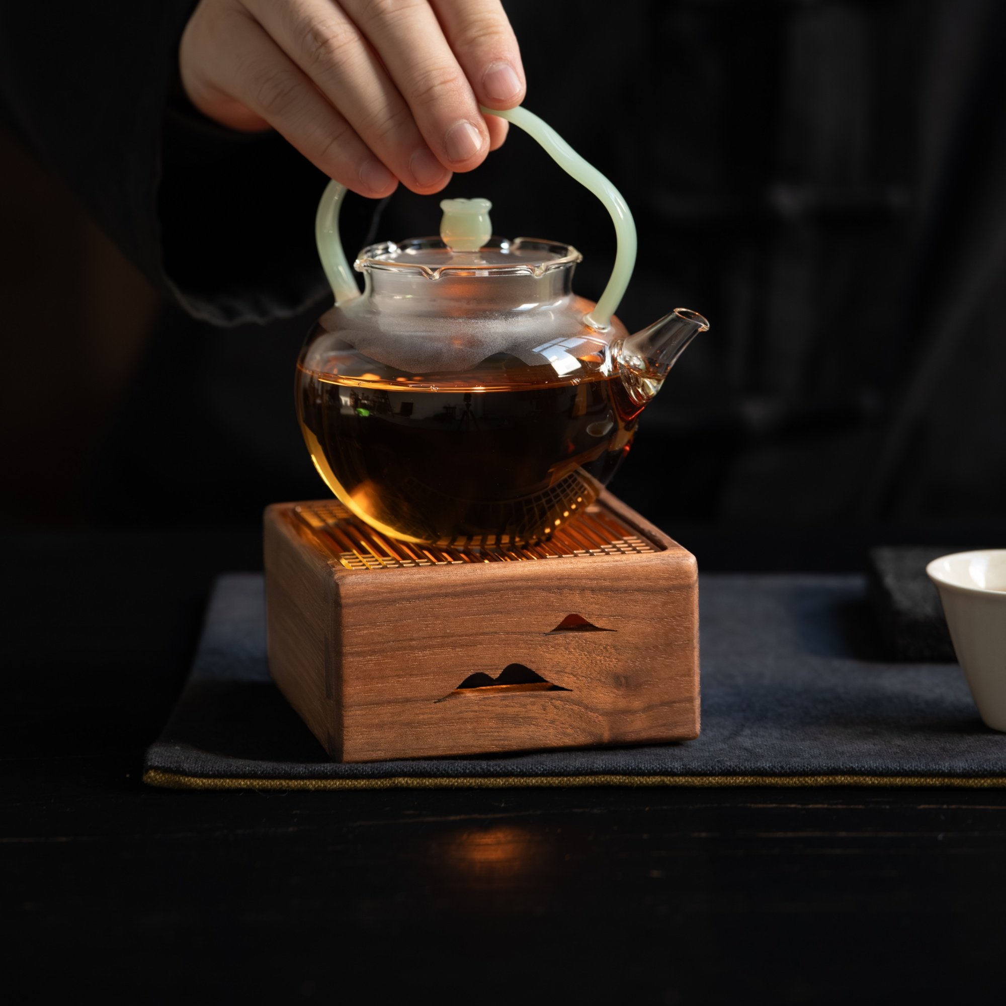 归鸿黑胡桃木温茶炉蜡烛加热中式家用暖茶煮茶炉实木底座温差器,淘宝优惠券,粉丝福利购,淘宝优惠卷