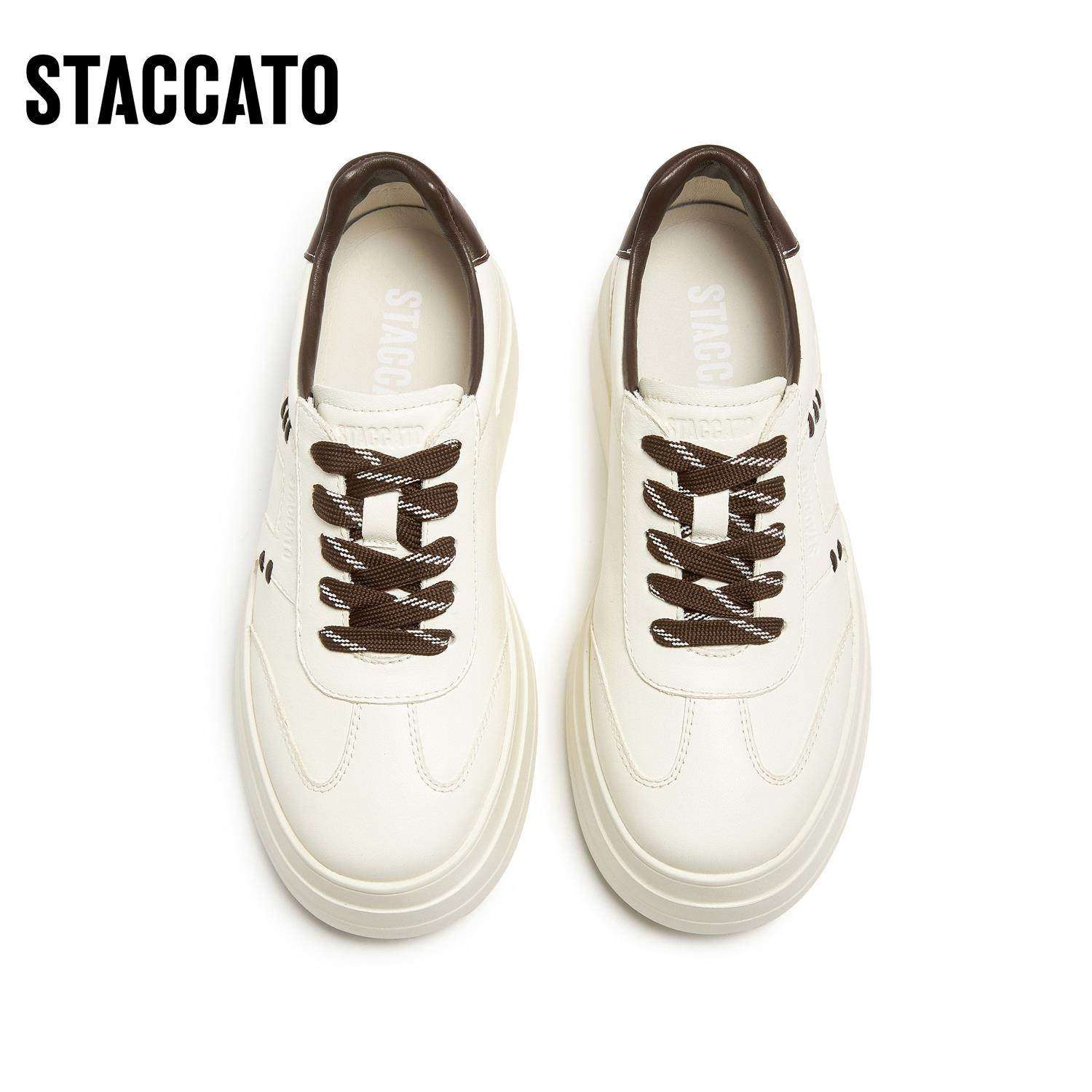 STACCATO2026新款复古德训鞋小白鞋厚底运动休闲鞋女鞋A3836AM6,淘宝优惠券,粉丝福利购,淘宝优惠卷