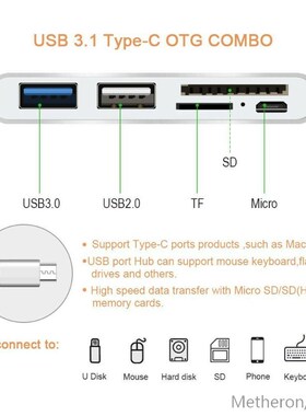 l USB C to Multi SD CF Micro SD Card Reader Adapter Type-C U