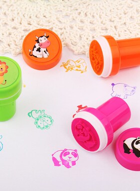 6pcs Self-ink Cartoon Rubber Stamps Toy Kids Stamp Birthday