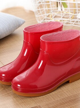 Solid Rain Boots Woman Water Shoes Women Slip On Keep Warm N
