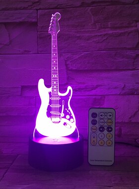 Remote Guitar Night Light 3D LED Lamp 7 Color Change Led USB