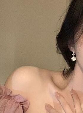 夏季小清新甜美锆石山茶花耳环女