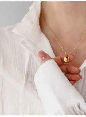 简约百搭法式唯美薰衣草方块项链