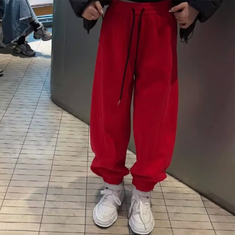 加绒加厚束脚休闲卫裤女冬季2025新款百搭保暖宽松松紧腰弯刀裤子,淘宝优惠券,粉丝福利购,淘宝优惠卷