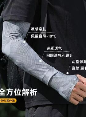 夏季防晒冰袖男女冰丝袖套防紫外线透气手套手臂袖骑行开车护臂袖