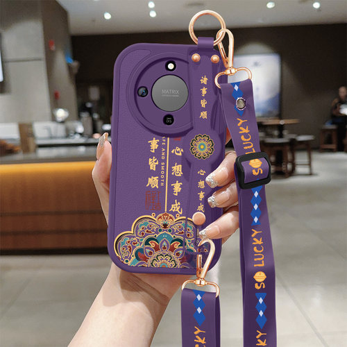 荣耀x70手机壳honorX70新款小羊皮防摔华为叉七零保护套心想事成斜挎腕带挂绳硅胶软壳MTN-AN00女生外适用 - 图0