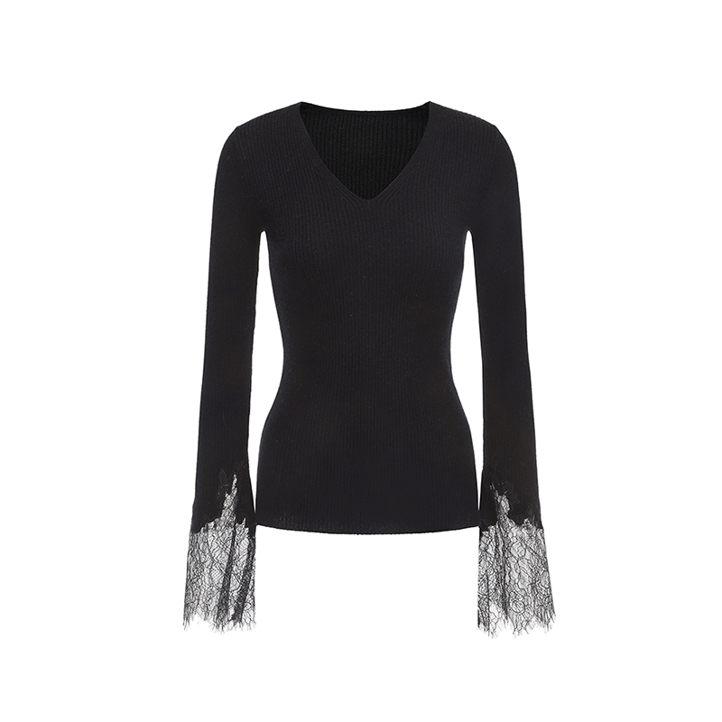 AtelierMissLu【一片夜云】2024秋冬蕾丝拼接羊绒羊毛混纺上衣,淘宝优惠券,粉丝福利购,淘宝优惠卷