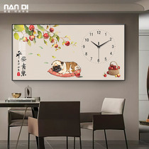 New Chinese Tomatoes Ruyi Restaurant Decoration Painting Clock Dining Room Persimmon Hanging Painting Clock Hanging Clock Living Room 2023 New