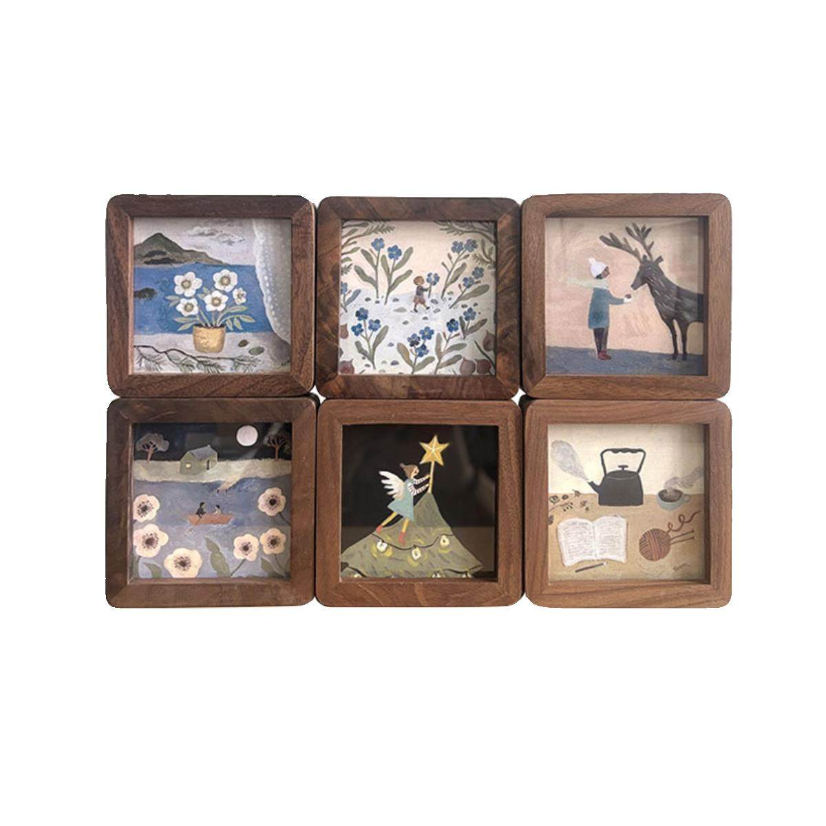 北欧插画小摆台迷你可爱摆台画桌面柜子摆件装饰画温馨实木有框画,淘宝优惠券,粉丝福利购,淘宝优惠卷