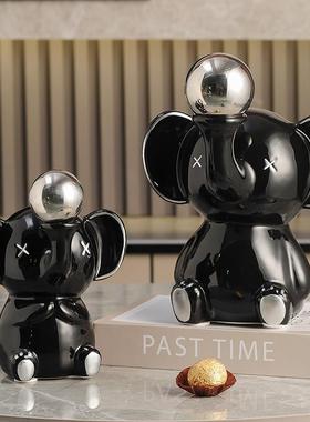 蓝色小象公仔轻奢网红卡通摆件客厅桌面玄关酒柜电视柜茶几装饰品