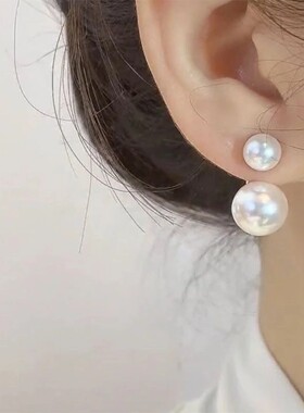 S999纯银珍珠耳钉气质轻奢网红百搭复古法式小众精致女防过敏高级