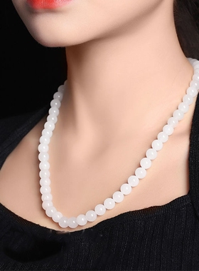 天然和田玉圆珠女款项链