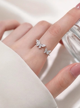 纯银蝴蝶戒指轻奢高级感