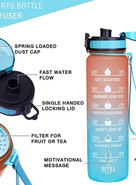 32oz/1L Sport Water Bottles Portable Gym Anti-fall Leak-proo