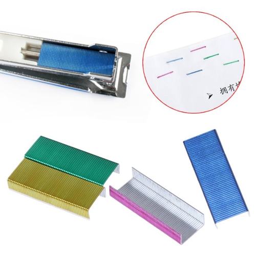 800Pcs/Box 12mm Creative Colorful Metal Staples Office Schoo-图0