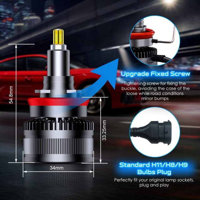 2pcs Car LED Headlight Bulbs Fog Lamp H7/H11 H8 H9 360 Degre - 图0