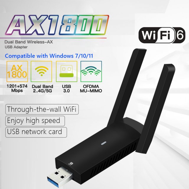 FU-AX180 WiFi 6 Dual-Band 1800Mbps 2.4G/5GHz USB3.0 Dual-Ban - 图0