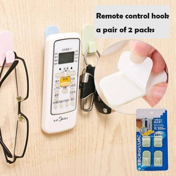 4Pcs Creative Paste Type Hook Remote Control Storage Wall Ha - 图0