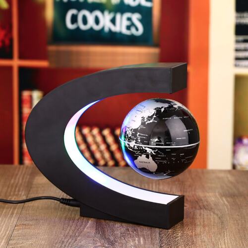 Novelty C Shape LED World Map Floating Globe Magnetic Levita - 图0