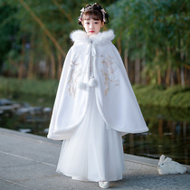 White Winter Girl Hanfu Cloister Cloister Cloister Children Winter Clothing Ancient Wind Autumn Winter Plus Suede Thickened Warm And Ancient Dress Don Clothing