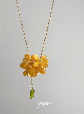 七月「桂花落」法式质朴格调感原创项链小众手工制作锁骨链耳钉