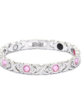 磁石手饰镶钻磁石女士金属手环