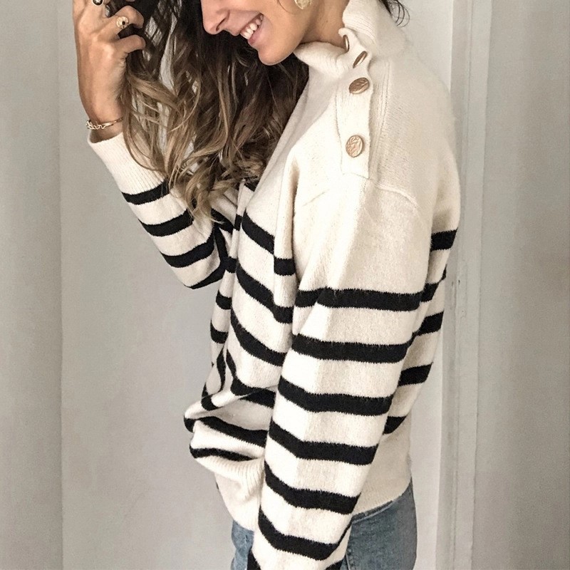 Winter Sweater women Pullover Clothes Stripe Knitwear ladies - 图2