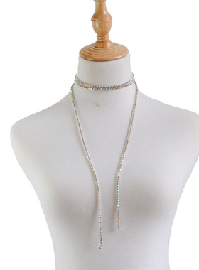 欧美热卖INS网红CHOKER 颈链水钻镶钻BLING派对超闪项链