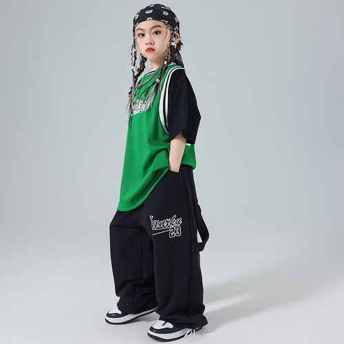 乐咪酷儿童街舞服装嘻哈风炸街男童潮服hiphop演出服街舞女孩套装 - 图1