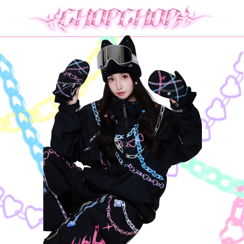 CHOPCHOP26新品【明星同款-霓虹链影】重工限定钉钻3L滑雪服套装,淘宝优惠券,粉丝福利购,淘宝优惠卷