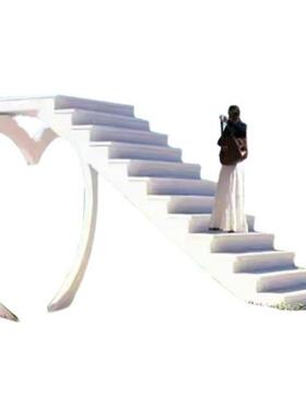 网红天梯情侣拍照打卡地不锈钢雕塑云梯婚礼互动设备户外美陈摆件