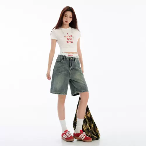 Ретро джинсовая юбка, шорты, летние штаны, 2025 года, высокая талия, свободный прямой крой, стройный силуэт