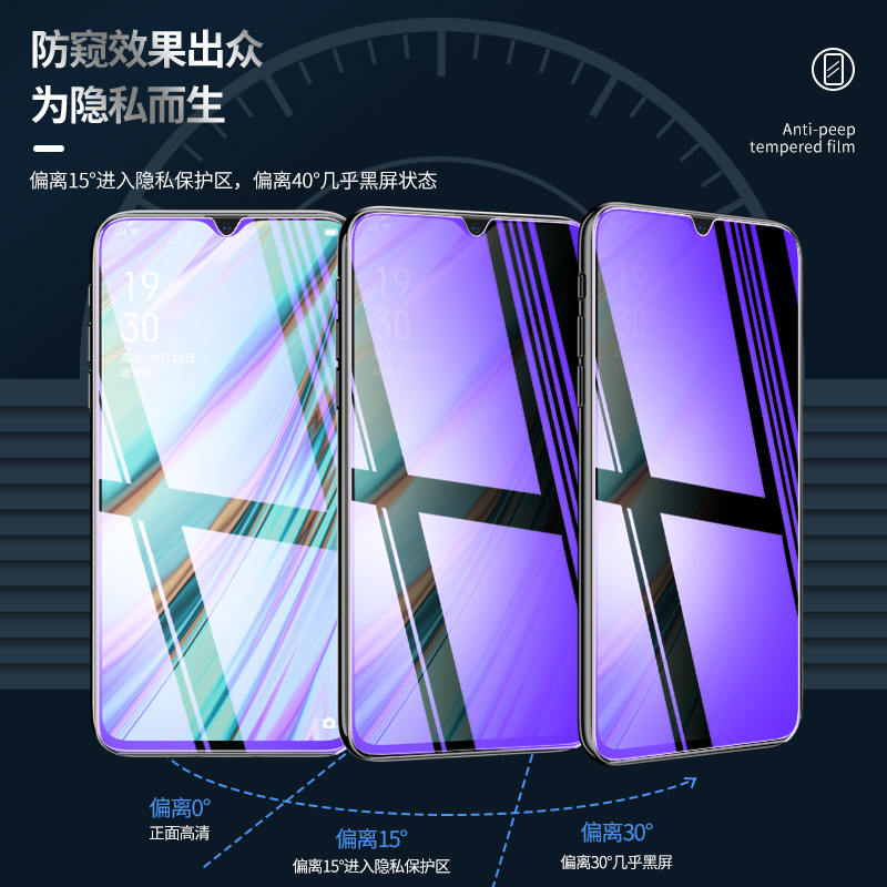 OPPOA9防窥钢化膜全屏覆盖抗蓝光防偷窥A9X手机膜屏保适用于PCAM10黑边防摔爆玻璃膜防滑防指纹超薄保护贴膜 - 图0