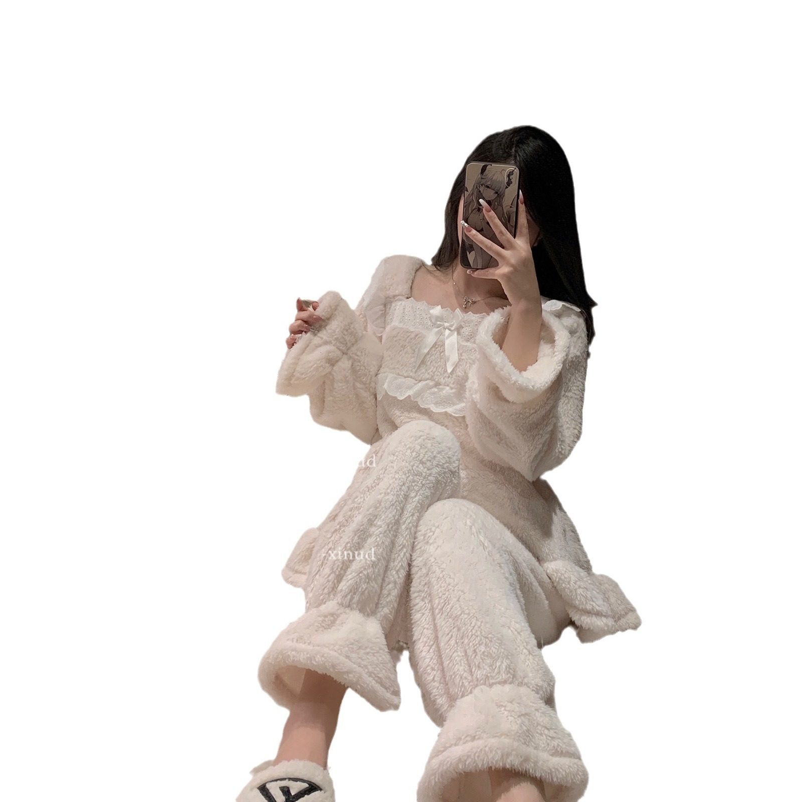 高级感花边睡衣女珊瑚绒秋冬新款宫廷风睡裙加绒法兰绒家居服套装,淘宝优惠券,粉丝福利购,淘宝优惠卷