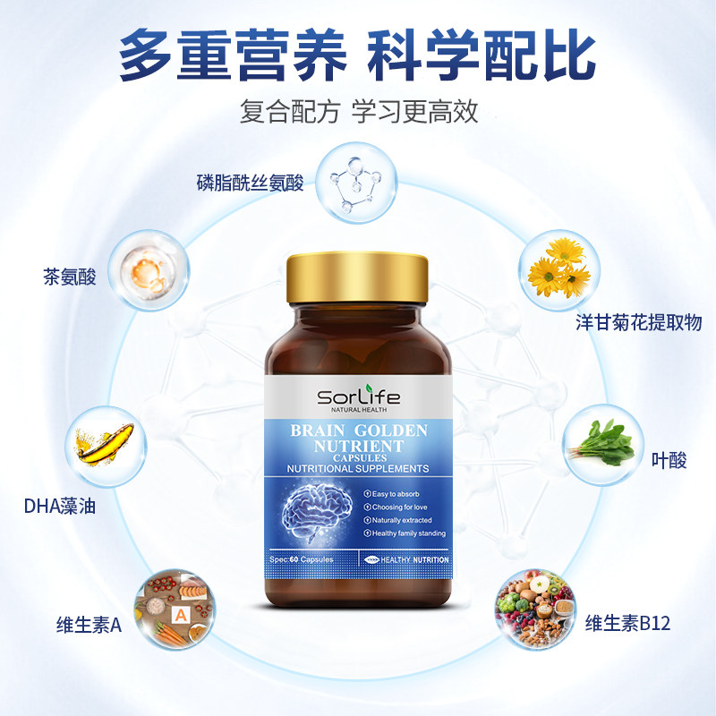 补脑素补脑增强记忆力神经酸dha SorlifeFlipped海外鱼油/深海鱼油