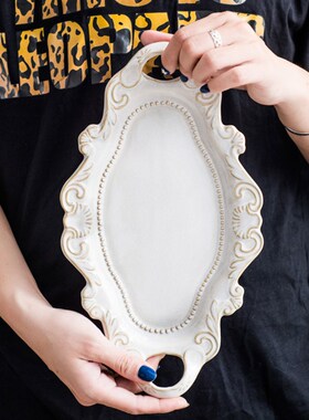 Christmas Ceramic Plate Western White Dish Tableware Embosse