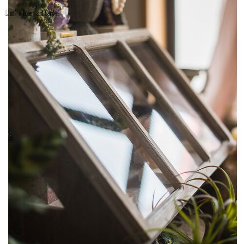 slanted design handmade antique solid wood small storage cab - 图0