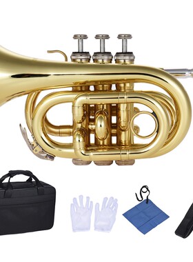 ammoon Mini Pocket Trumpet Bb Flat Brass Wind Instrument wi