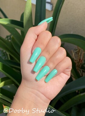 Neon Green Super Long Press On Nails Coffin Colored Full Co