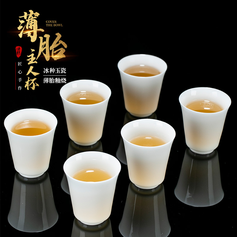 钰铨龙门 冰种玉瓷薄胎闻香杯 德化上釉白瓷不吃茶垢主人杯品茗杯 - 图3