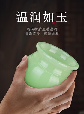 佛前供杯纯铜琉璃碧玉供水杯供佛杯家用供佛水杯净水杯观音圣水杯