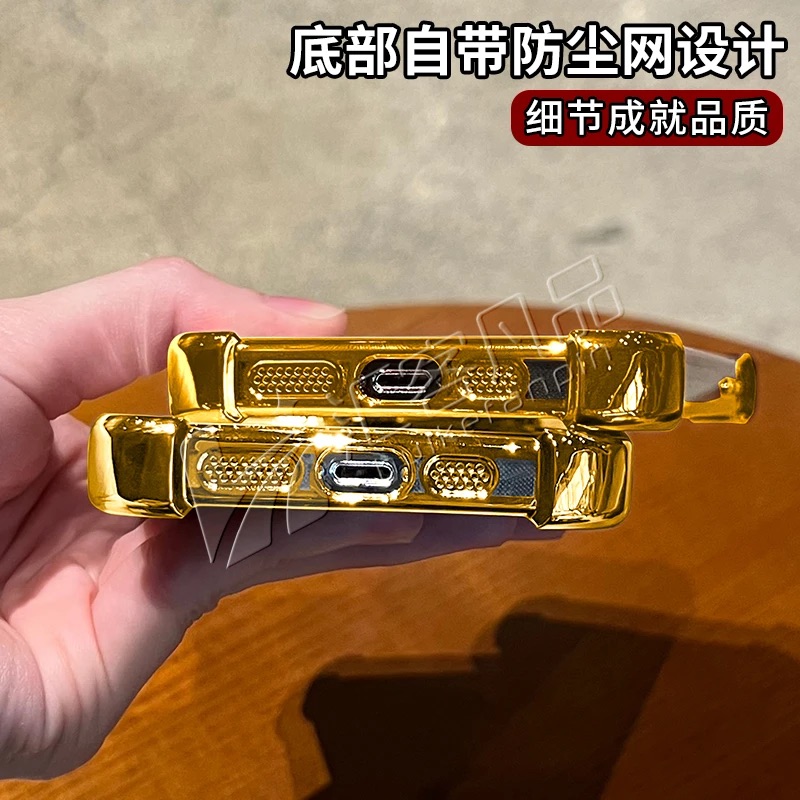 马年八方来财适用红米k80手机壳新款高级感金色电镀四角防摔k50防摔气囊發字旋转解压陀螺支架k90手机套女款 - 图2