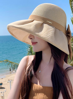 2025新款防晒渔夫帽女夏季大帽檐草编遮阳帽子透气防紫外线太阳帽