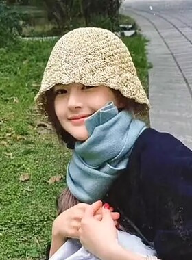 赵露思同款花边草帽女2025新款夏镂空草编遮阳帽海边度假渔夫帽子